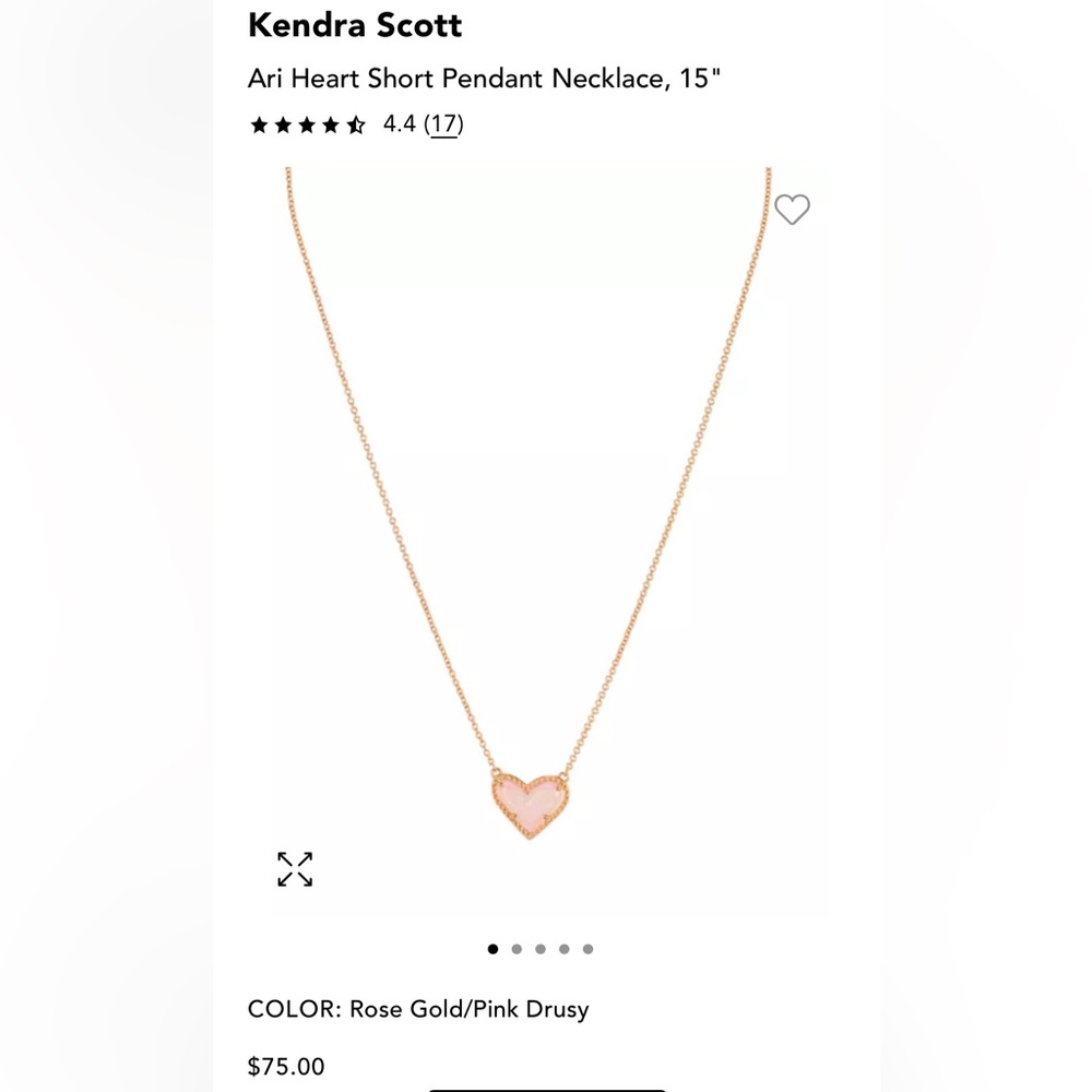Kendra Scott Pink Drusy Heart Necklace